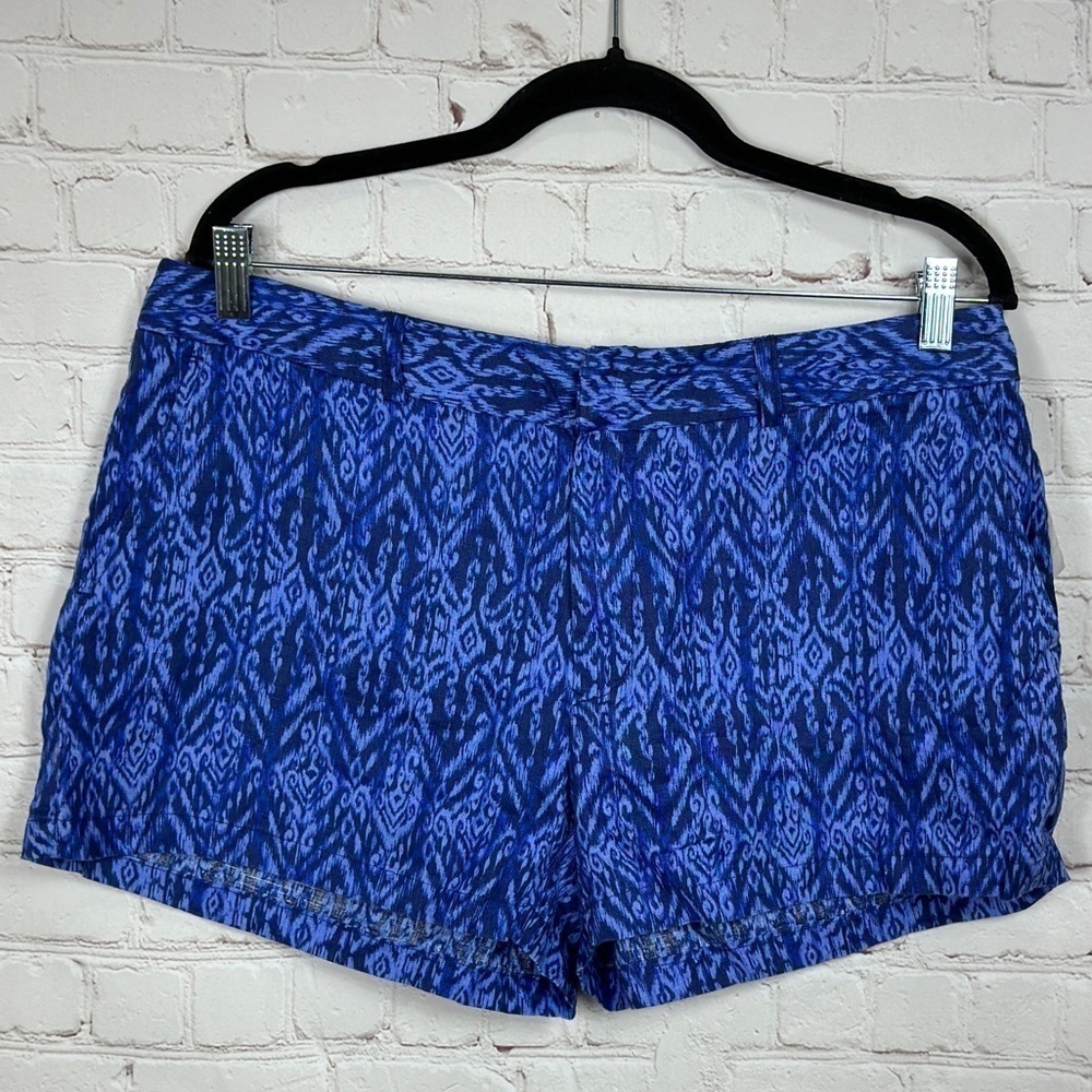 CYNTHIA ROWLEY blue 100% Washable LINEN SHORTS, sz 12, New